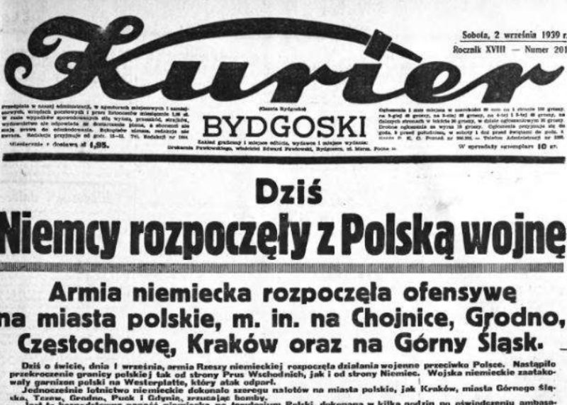 Przeczytaj jak dzień 1 września 1939 opisał Kurier Bydgoski