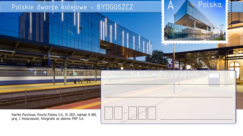 Dworzec Bydgoszcz Główna trafił na kartkę pocztową