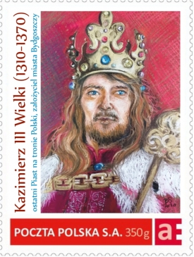 Do obiegu trafi znaczek pocztowy i pocztówka z Kazimierzem Wielkim, z nawiązaniem bydgoskim